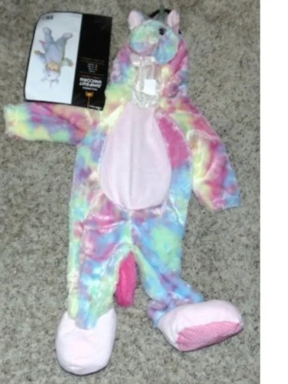 Unicorn Rainbow Halloween Costume 6/12 months 1 Pc Hooded Footed Jumpsuit Baby